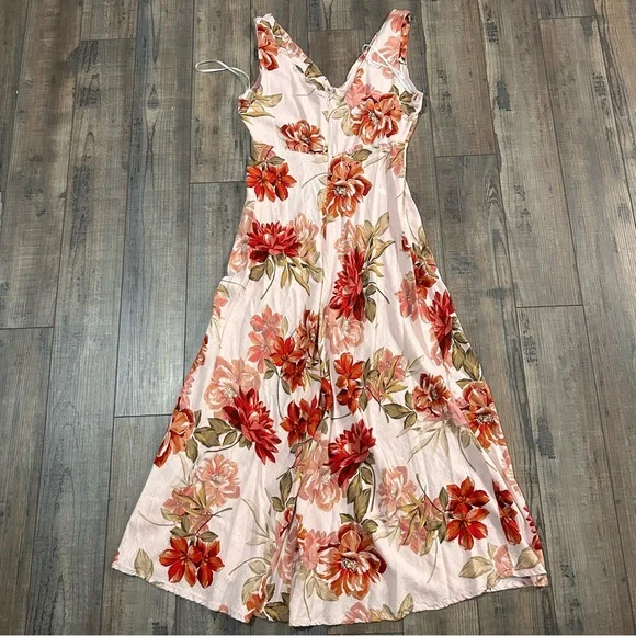 Paper Heart Sleeveless Floral Linen Blend Dress Medium M - Picture 2 of 6